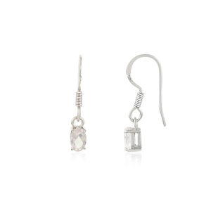 Pendientes colgantes de plata de ley minimalista de alta calidad con chapado en rodio de cuarzo rosa estilo clásico para bodas o regalos - Product Image 5