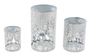 เชิงเทียนโลหะแกะสลักรูปกวางสีดำ/ขาวทำด้วยมือรูปทรง S/3เคลือบผงตกแต่งบ้านคริสต์มาส - Product Image 2