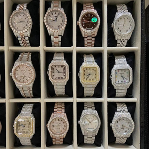 Phòng thí nghiệm phát triển kim cương Hip-Hop xem với vàng 2 tấn moissanite mặt Đỏ Khóa 41mm Thạch Anh Da ban nhạc xác minh Nhà cung cấp - Product Image 1