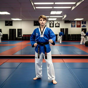 ชุดยูนิเซ็กซ์คุณภาพสูง ผ้าฝ้าย 100% ระบายอากาศได้ดี น้ำหนักเบา 280 กรัม ชุดเทควันโด ผ้าที่ยืดหยุ่นได้ เหมาะสำหรับศิลปะการต่อสู้และมวย - Product Image 1