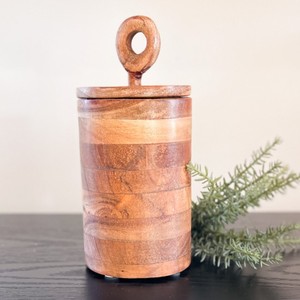 Contenedores de almacenamiento de madera de acacia, tarro de madera con tapa, tarros canistar naturales para cocina, especias, frijoles y hierbas, contenedor - Product Image 2
