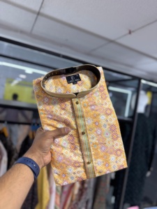 <b>MEN</b> TRADITIONAL WEAR THE PURE COTTON FABRIC WITH LUCKNOWI WORK AND DIGITAL PRINT KURTA - Product Image 4