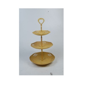 Support à gâteau pour célébration de mariage et d'anniversaire, support à gâteau en métal plaqué or à 3 étages pour la décoration de table - Product Image 2