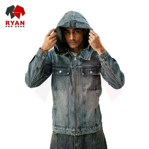 Veste en jean décontractée pour homme, logo personnalisé, OEM ODM, tissu épais, boutons sur le devant, vêtements d'extérieur - Product Image 3