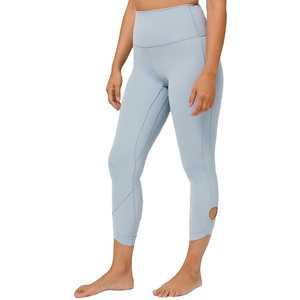 เลกกิ้งออกกำลังกายเอวกลางทรงฮิปสเตอร์สำหรับผู้หญิง ผ้าฝ้าย/ใยไผ่ ระบายอากาศได้ดี เหมาะสำหรับฟิตเนส วิ่ง โยคะ สีพื้น - Product Image 1