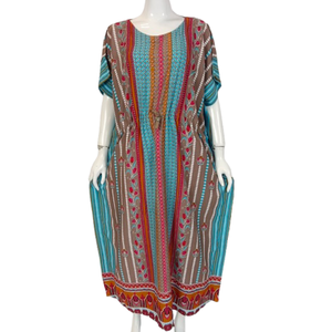 Women casual kaftan <b>dresses</b> <b>with</b> string in the middle full length and short sleeve by Chrysanta - Product Image 6