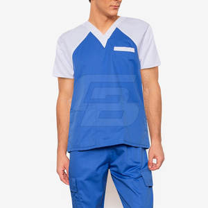 Hombres de manga corta con cuello en V 3 bolsillos Scrubs Algodón hecho médico Scrubs Top médicos Scrub traje hospitales médicos enfermera uniformes vestido - Product Image 4