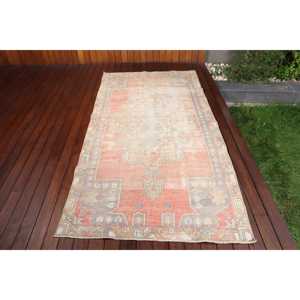 Turkish 4x8.2 ft Rug, Vintage Rug, <b>Red</b> Ombr Rug <b>Wool</b> - Product Image 1