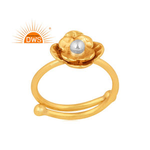 El último diseño hecho a mano 18K chapado en oro diseño floral anillo apilable Demi fabricante de joyería fina - Product Image 1