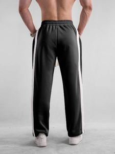 Pantalones de chándal holgados de gran tamaño personalizados para hombre al por mayor, pantalones de chándal de felpa francesa de pierna ancha para gimnasio con pantalones de pierna recta acampanados a rayas 2026 - Product Image 4