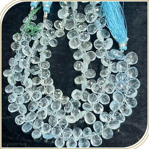 Perles de briolette en forme de larme facettées en aquamarine bleue naturelle de haute qualité, 5-7 mm, pour la création de bijoux en DIY - Product Image 3