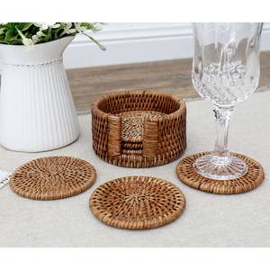 Coasters <b>Dining</b> <b>Table</b> Mat Heat Resistant Holder Tea Coaster Pieces Set Kitchen Accessories Wicker Jute Coasters with Holder - Product Image 6