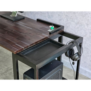 160x70cm <b>Computer</b> <b>Desk</b> with Solid Wood Speaker Stand Acacia Wood and Iron Legs Assembly Required for Hotel Use Model COD68057 - Product Image 5