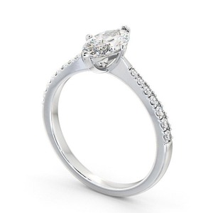 Vente en gros de bagues de fiançailles en or blanc et diamant CVD certifiées IGI personnalisées 1.0CTW bague Marquise Cut Prong Setting New Fashion Vintage - Product Image 2