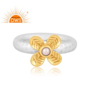 Dernières tendances Bague empilable en argent sterling 925 avec perles naturelles et pierres précieuses au design floral Fabricant de bijoux personnalisé - Product Image 2