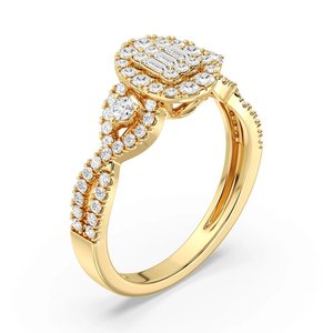 แหวนหมั้นทรงวงรีประดับเพชรแบบวงแหวน - Product Image 2
