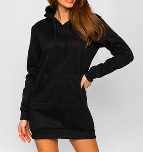 Sweat-shirt à capuche long en molleton de coton de qualité supérieure, couleur unie, logo personnalisé, vente d'hiver, pour femmes - Product Image 6