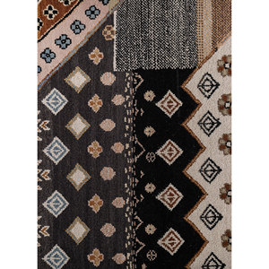 Manchaha Hand Knotted Wool & Bamboo Silk <b>Rug</b> Grey & Black Patchwork Design for Home Use-Les-463-B - Product Image 3