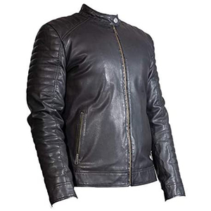 2026 Men's Casual Genuine PU <b>Leather</b> <b>Jacket</b> with Stand Collar Zip up <b>Long</b> Sleeves High Quality OEM <b>jacket</b> for men - Product Image 4