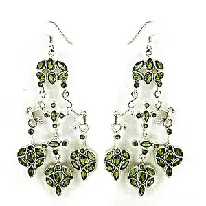 925 Silver <b>Peridot</b> Dangle <b>Earrings</b> for Women Freshwater Pearl Drop <b>Earrings</b> Gold Plating Emerald Flower-shaped Gemstone Jewelry - Product Image 2