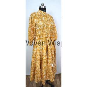 เดรสแมกซี่สไตล์ลำลองแขนสั้นสำหรับผู้หญิง, เดรสแม็กซี่แขนพองและตกแต่งเป็นคลื่นเอวธรรมชาติ - Product Image 2