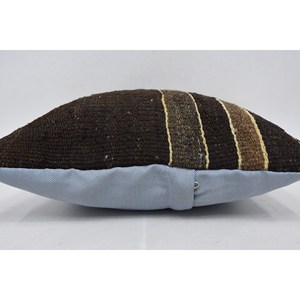 Brown Wool Kantha Patchwork Pillow 14x14 Inch Rustic Design Woven Vintage Embroidered <b>Print</b> Decorative <b>Cushion</b> for Bedding Floor - Product Image 5