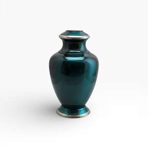 White Butterfly Floral Cremation Urn with Blue Orchid Artwork Smooth Gloss Finish and Serene <b>Memorial</b> Design - Product Image 2