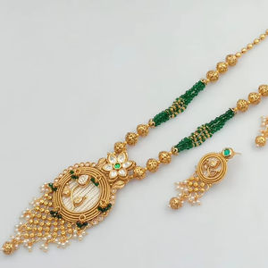 INDIAN TRADITIONAL and FASHIONABLE COPPER JEWELLERY BRIDAL <b>WEDDING</b> JEWELLERY <b>SET</b> for WOMEN EARRINGS and <b>NECKLACE</b> <b>SET</b> - Product Image 1