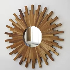 Decoración del hogar Marco de madera maciza Dormitorio decorativo Sala de estar Venta caliente Espejo de pared irregular - Product Image 1