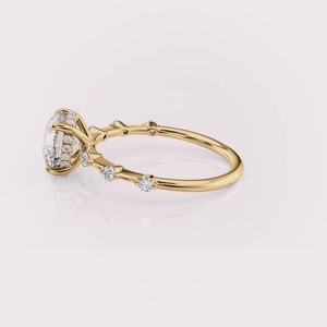 Anillo de Compromiso con Diamante Cultivado en Laboratorio, Corte Redondo, Certificado por IGI, Oro Blanco/Rosa y Amarillo de 14K, Anillo de Novia con Diamante de Acento Redondo - Product Image 3
