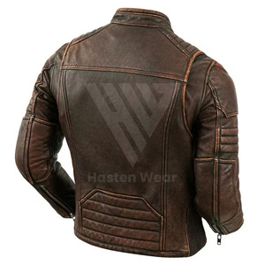 Veste en cuir pour homme haute performance, coupe ajustée, col montant, poche avant, ajustement réglable, veste en cuir pour la saison hivernale - Product Image 3