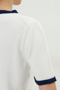 Chemisier d'été en tricot à manches courtes et col rond pour femmes, confortable et élégant, respirant, rayé, haute qualité, service OEM - Product Image 3