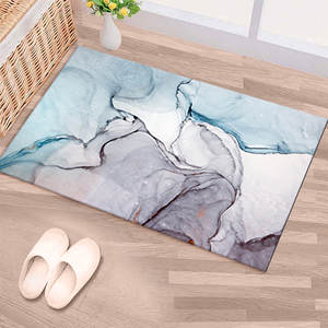 Blue and <b>Purple</b> Marble Printed Rug: Luxury, Modern, Non Slip Design,<b>Velvet</b> Rug - Product Image 5