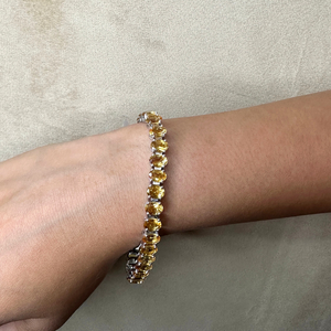 Pulsera DE TENIS DE PLATA sólida 925 hecha a mano chapada en rodio con corte ovalado citrino estilo clásico regalo de cumpleaños y boda para mujer - Product Image 2