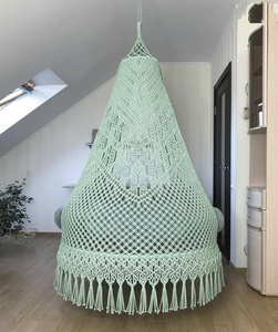 100% fait à la main macramé balançoire suspendue intérieur extérieur Boho Style macramé tissé à la main grand hamac suspendu chaise balançoire - Product Image 5