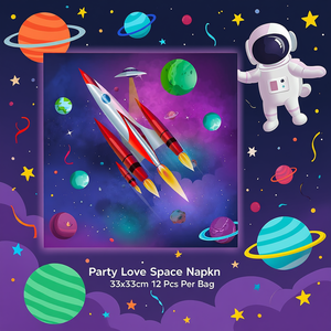 Servilletas de Papel para Fiestas, Diseño Espacial, 33x33cm, 12 Unidades por Bolsa, Artículos de Mesa para Fiestas - Product Image 3