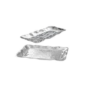 Bandeja de servicio de metal en relieve ovalada utilizada para eventos de hospitalidad con estilo elegante de comida y decoración de lujo para un atractivo visual - Product Image 1