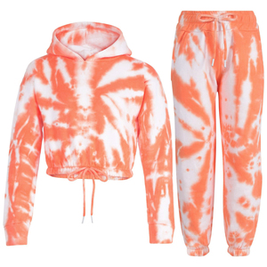 Ensemble de survêtement tie-dye tendance 2025, sweat-shirt court et pantalon de survêtement pour filles, séchage rapide, respirant - Product Image 6