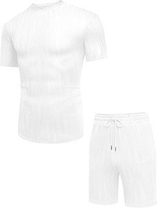 Recién llegado, conjunto de 2 piezas de verano para hombre, camiseta y pantalones cortos de punto de secado rápido de algodón informal personalizado, conjunto corto de verano - Product Image 3