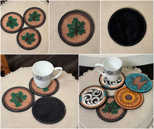 Ensemble de sous-verres en cuir de luxe usiné à la main en cuir véritable supports de haute qualité décoration de Table à la maison pour boissons café bière - Product Image 3