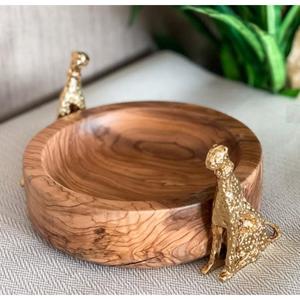 ชามไม้ธรรมชาติขัดเงาพร้อมสำเนียงโลหะสำหรับตกแต่งบ้านและร้านอาหารสุดสร้างสรรค์ทำด้วยมือราคาประหยัด - Product Image 5