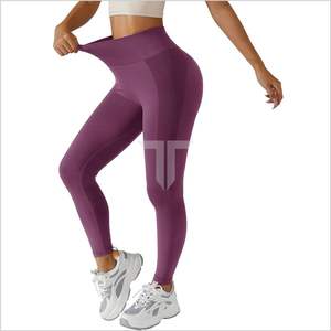 Mallas fruncidas sin costuras para mujer, mallas activas transpirables para Yoga, correr, entrenamiento con Control de barriga, logotipo de levantamiento de glúteos en la cintura - Product Image 1