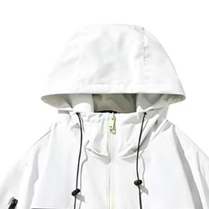 Chaqueta con Capucha para Hombre de Alta Calidad, Color Personalizado, Impermeable, Estilo Deportivo, Cierre de Cremallera, Blanca y Negra, de Poliéster, para Primavera y Actividades al Aire Libre - Product Image 3