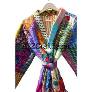 Veste matelassée réversible 100% coton pur, douce, à fermeture ceinture, pour femme, imprimé floral en blocs, style indien bohème, hiver - Product Image 5