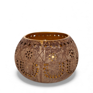 Porte-bougie en noix de coco fait à la main à partir de coquille naturelle pour la décoration intérieure écologique, le style de table, le spa et l'intérieur des stations balnéaires - Product Image 2