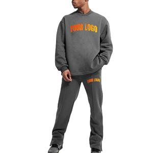 Sweat-shirt personnalisé OEM de marque Jogger Sweatsuits Hip Hop surdimensionné Pantalon de survêtement 2 pièces Baggy pour hommes avec logo personnalisé - Product Image 1