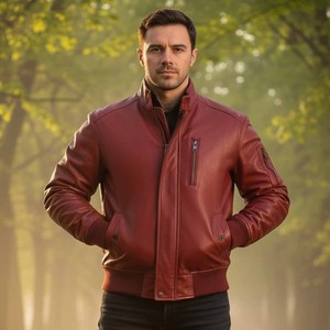 Chaqueta de Motociclista de Cuero LEATHER SPOT para Hombre, Estilo Casual, Transpirable, con Capucha, Forro de Poliéster a Cuadros, para Verano - Product Image 1