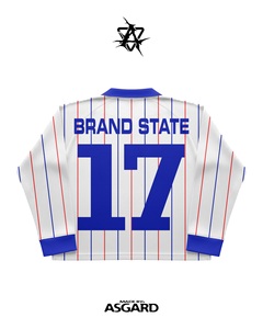 Camiseta de Fútbol a Rayas de Manga Larga para Hombre, Marca State, Transpirable, de Poliéster, con Estampado Vintage, Corte Regular, Ropa Deportiva para Adultos - Product Image 3