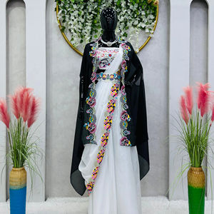 Beautiful Designer Blouse And <b>Shrug</b>-Dupatta With Thread Work - Product Image 1