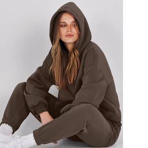 New Arrival Women Winter Heavyweight Hooded Acid Wash Printed <b>Tracksuits</b> High Quality Solid Color Breathable Casual Wear - Product Image 2